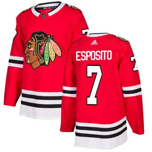 Adidas Blackhawks #7 Tony Esposito Red Home Authentic Stitched NHL Jersey - Click Image to Close